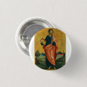 St. Bartholomäw, das orthodoxe Apostelsymbol Button (Vorne & Hinten)