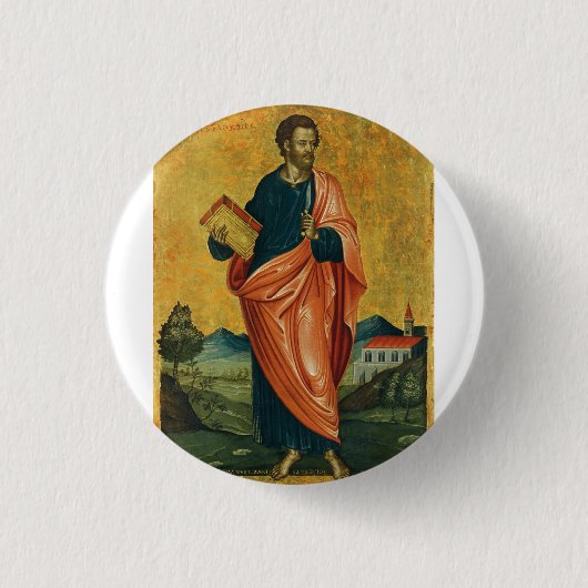 St. Bartholomäw, das orthodoxe Apostelsymbol Button (Vorderseite)