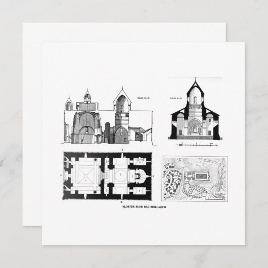 St. Bartholomew Kloster Boden und Kreuzplan (Vorne/Hinten)