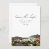 St Barth's Save the Date Landschaftliche Hochzeit Einladung (Vorne/Hinten)