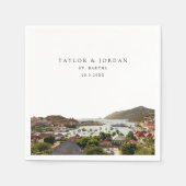 St Barths Wedding Custom Foto Cocktail Napkins Serviette (Vorderseite)