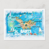 St Barts Antilles Illustrierte Karibikkarte Postkarte (Vorderseite)