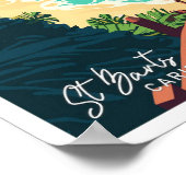 St Barts Caribbean Art Travel Vintage Illustration Poster (Ecke)