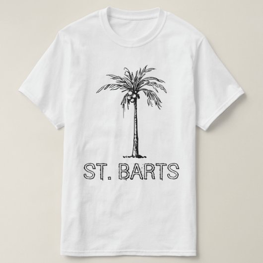 St. Barts Kokospalme Schwarz-Weiß-Design T-Shirt (Design vorne)