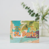 St Barts Vintage Reiseplakat Postkarte (Stehend Vorderseite)