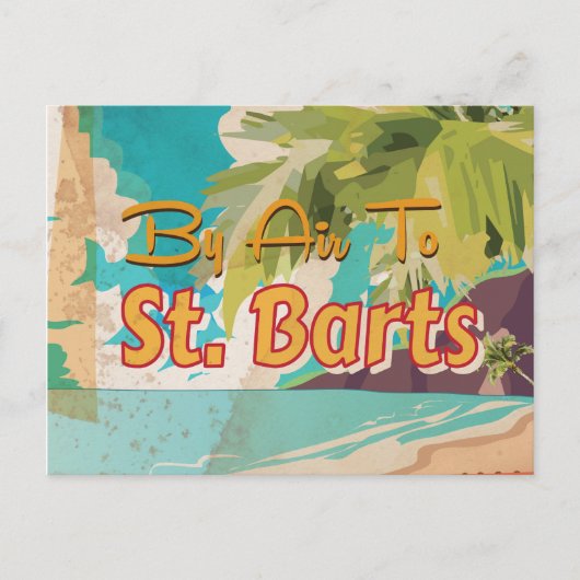 St Barts Vintage Reiseplakat Postkarte (Vorderseite)