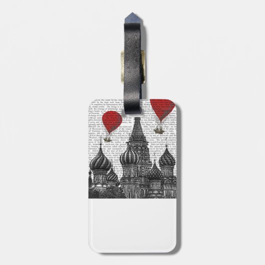 St. Basil Kathedrale und Rote Heißluftballons Gepäckanhänger (Rückseite vertikal)
