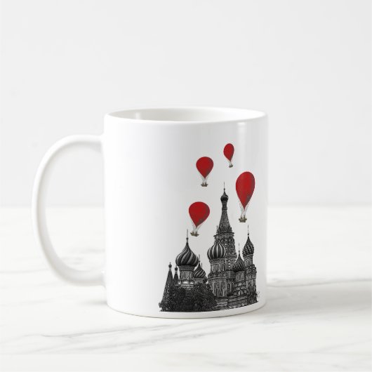 St. Basil Kathedrale und Rote Heißluftballons Kaffeetasse (Links)