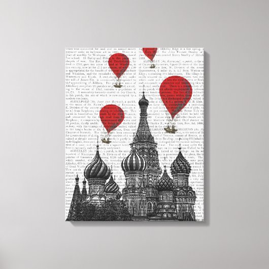 St. Basil Kathedrale und Rote Heißluftballons Leinwanddruck (Vorderseite)