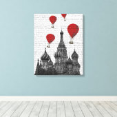 St. Basil Kathedrale und Rote Heißluftballons Leinwanddruck (Insitu (Holzboden))
