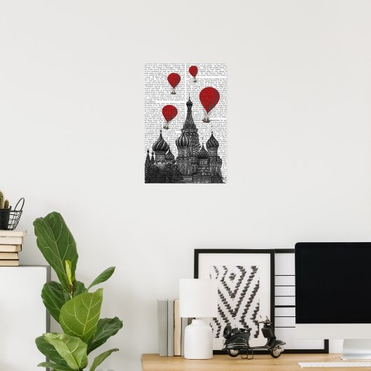 St. Basil Kathedrale und Rote Heißluftballons Poster (Heimbüro)