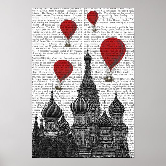 St. Basil Kathedrale und Rote Heißluftballons Poster (Vorne)