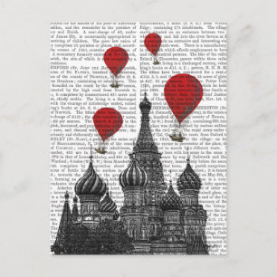 St. Basil Kathedrale und Rote Heißluftballons Postkarte