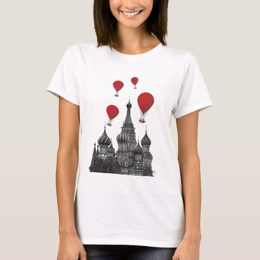 St. Basil Kathedrale und Rote Heißluftballons T-Shirt (Vorderseite)