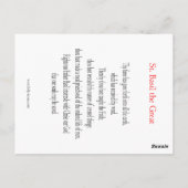 St. Basil the Great Prayer Card Postkarte (Rückseite)