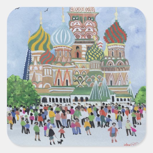 St. Basil's Cathedral Roter Platz 1995 Quadratischer Aufkleber (Vorderseite)