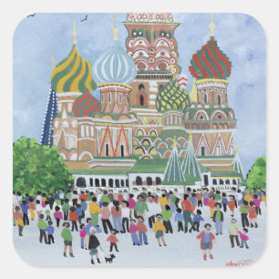 St. Basil's Cathedral Roter Platz 1995 Quadratischer Aufkleber