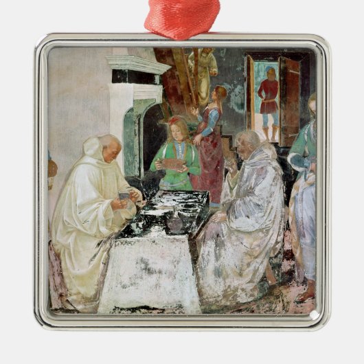 St. Benedict, der Gastfreundschaft empfängt Silbernes Ornament (Vorne)