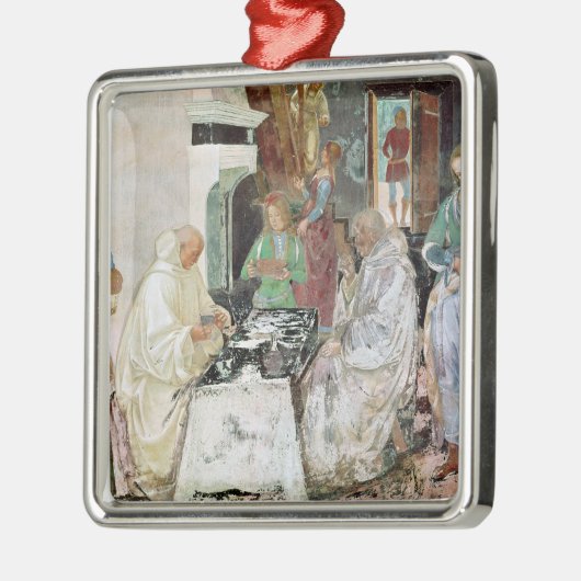 St. Benedict, der Gastfreundschaft empfängt Silbernes Ornament (Links)