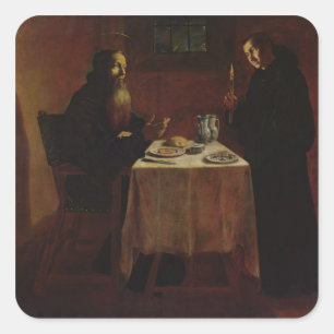 St. Benedict, der St. Maur segnet Quadratischer Aufkleber