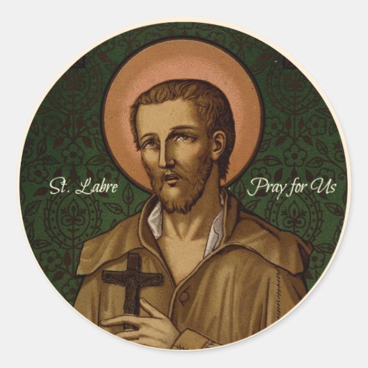 St. Benedict Labre Beten für uns Runder Aufkleber (Vorderseite)