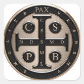 St. Benedict-Medaille Quadratischer Aufkleber (Vorderseite)