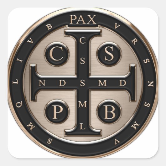 St. Benedict-Medaille Quadratischer Aufkleber (Vorderseite)