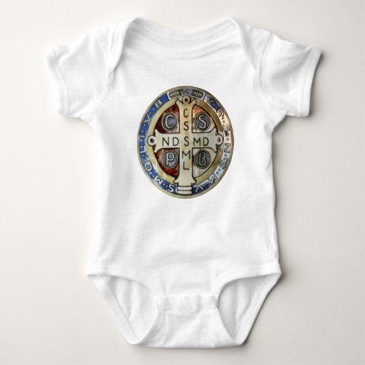St Benedict Medal Baby Onezie  Baby Strampler (Vorderseite)