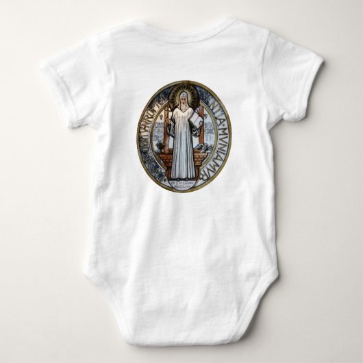 St Benedict Medal Baby Onezie Baby Strampler (Rückseite)
