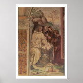 St. Benedikt gegen eine Landschaft, vom Leben oder Poster (Vorne)