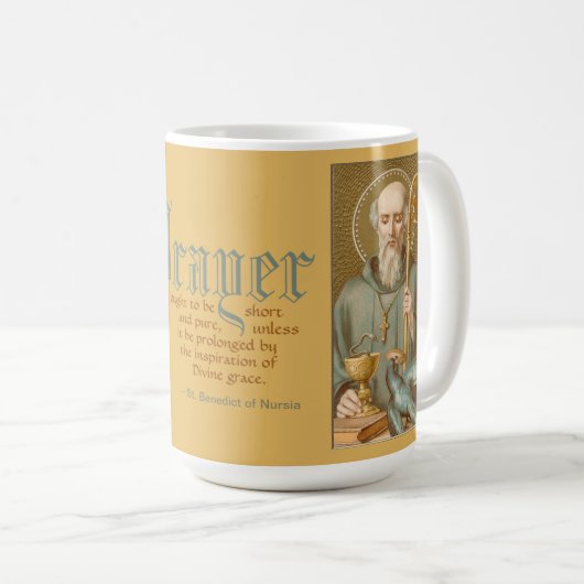 St. Benedikt (JM 07; Stil 1; Zitat zum Gebet) Kaffeetasse (VorderseiteRechts)