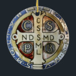 St. Benedikt - Mendrisiotto Keramik Ornament<br><div class="desc">mit der St. Benedikt-Medaille</div>