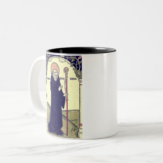 St. Benedikt von Nursia Abt. von Monte Cassino Zweifarbige Tasse (Vorderseite Links)