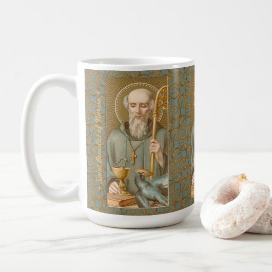 St. Benedikt von Nursia (JM 07; Stil 3) Kaffeetasse (Mit Donut)