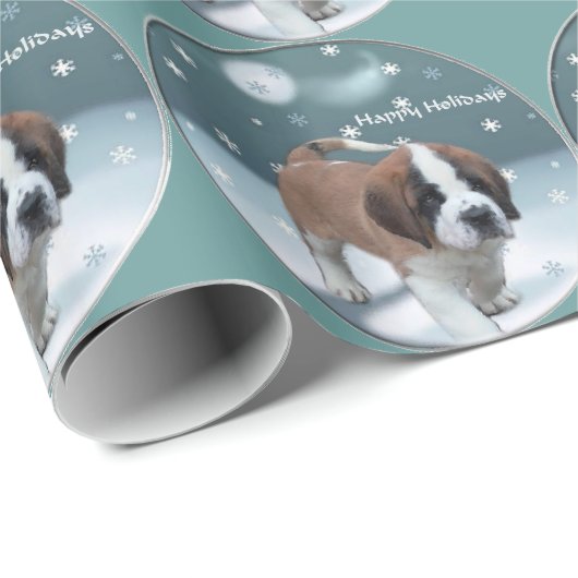 St Bernard Christmas Geschenkpapier (Rolleneckpunkt)