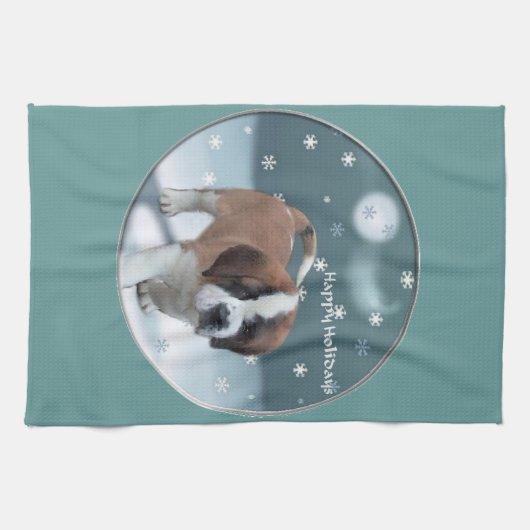 St Bernard Christmas Geschirrtuch (Horizontal)