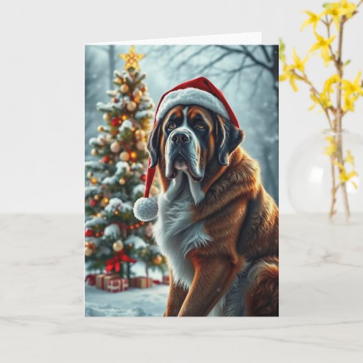 St Bernard Christmas Karte (Gelbe Blume)
