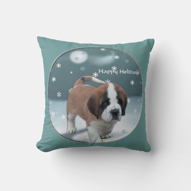 St Bernard Christmas Kissen (Vorderseite)