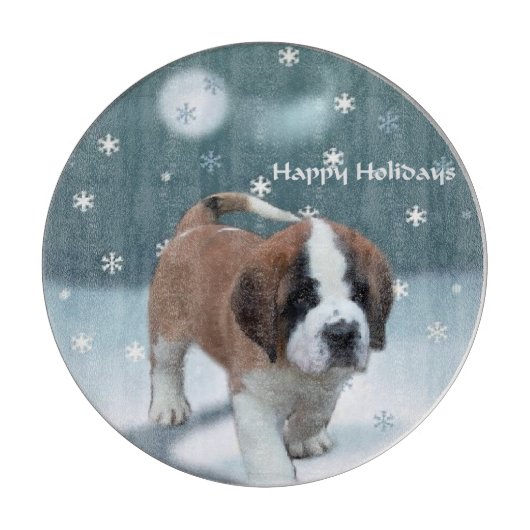 St Bernard Christmas Schneidebrett (Vorderseite)