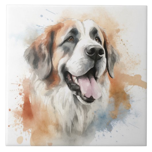 St. Bernard Dog, Aquarell Fliese (Vorderseite)