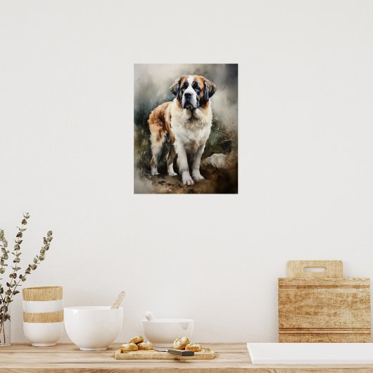 St. Bernard Dog Art Print Poster (Küche)