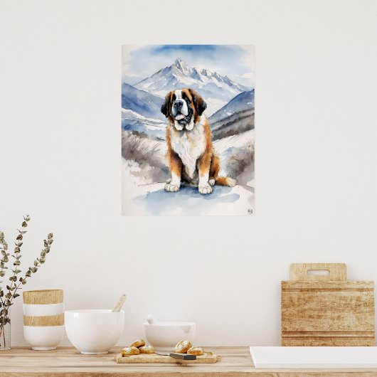 St. Bernard - Dog Art Print Poster (Küche)