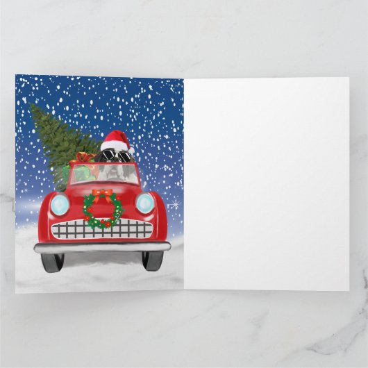 St. Bernard Dog Autofahrer im Schnee Weihnachten Karte (Innenseite)