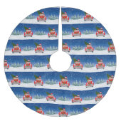 St. Bernard Dog Autofahrer im Schnee Weihnachten Polyester Weihnachtsbaumdecke (Vorderseite)