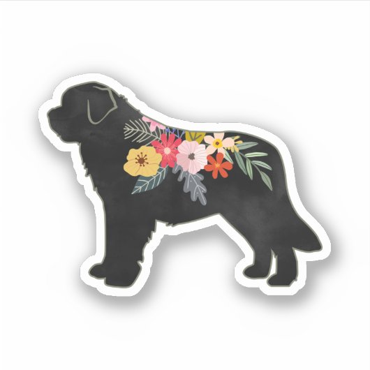St Bernard Dog Breed Boho Silhouette Aufkleber (Vorderseite)