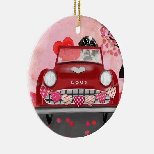 St. Bernard Dog Car mit Herzvalentiner Keramik Ornament (Rechts)
