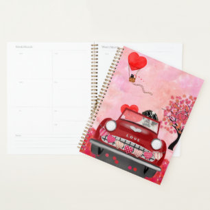 St. Bernard Dog Car mit Herzvalentiner Planer