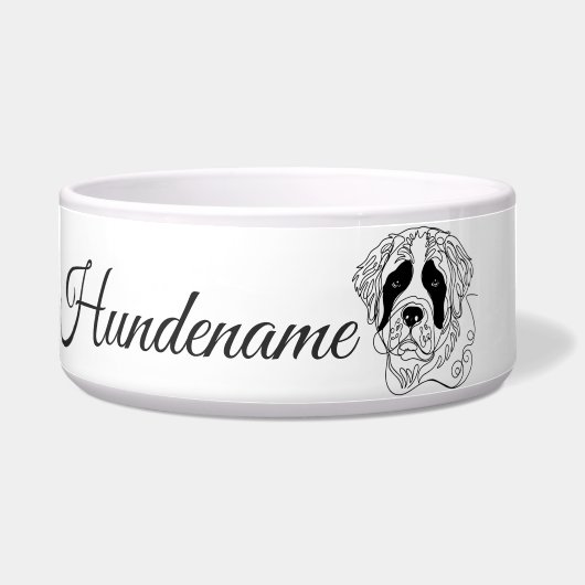 St. Bernard Dog Line Art personalized bowl Napf (Vorderseite)