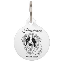 St. Bernard Dog Line Art Personalized Tag Haustiermarke