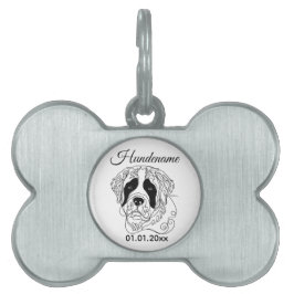 St. Bernard Dog Line Art Personalized Tag Tiermarke